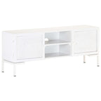 Meuble TV Design Blanc en Manguier Massif - 115 cm-Mon Meuble TV-12