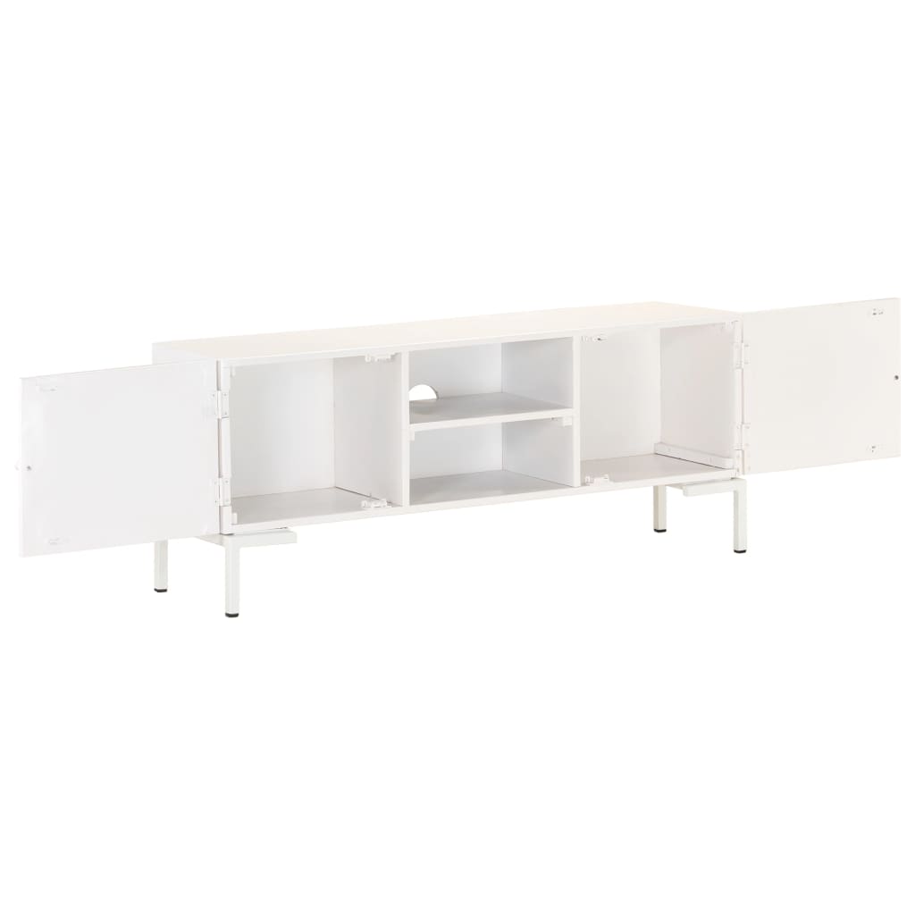 Meuble TV Design Blanc en Manguier Massif - 115 cm-Mon Meuble TV-2