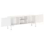 Meuble TV Design Blanc en Manguier Massif - 115 cm-Mon Meuble TV-2