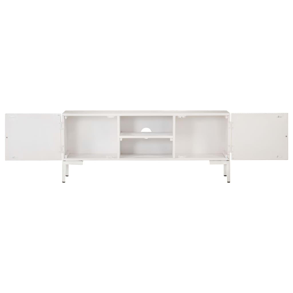 Meuble TV Design Blanc en Manguier Massif - 115 cm-Mon Meuble TV-4