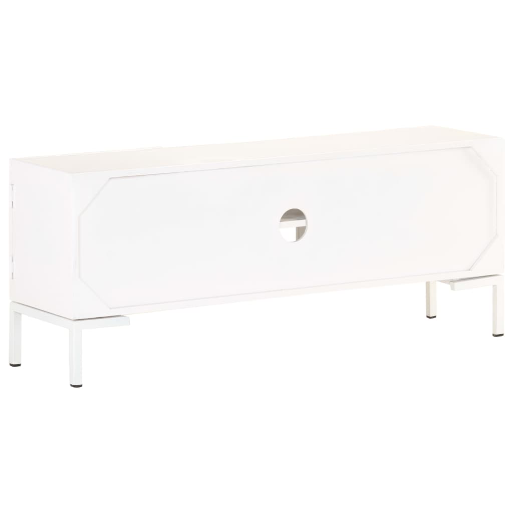 Meuble TV Design Blanc en Manguier Massif - 115 cm-Mon Meuble TV-5