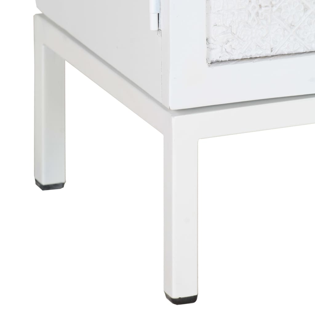 Meuble TV Design Blanc en Manguier Massif - 115 cm-Mon Meuble TV-8