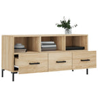 Meuble TV Design Bois Clair Effet Chêne et Métal - 102 cm-Mon Meuble TV-Chêne marron-1-4