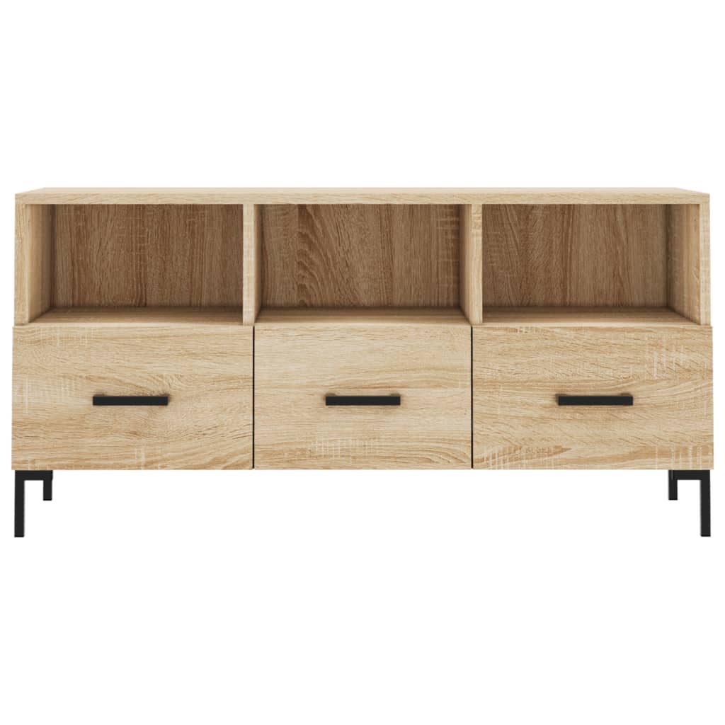 Meuble TV Design Bois Clair Effet Chêne et Métal - 102 cm-Mon Meuble TV-Chêne marron-1-5