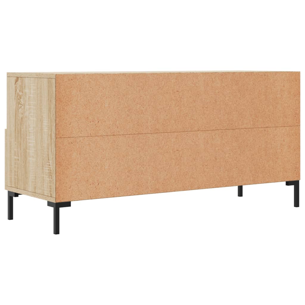 Meuble TV Design Bois Clair Effet Chêne et Métal - 102 cm-Mon Meuble TV-Chêne marron-1-8