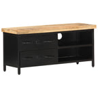 Meuble TV Design Bois et Noir en Manguier - 90 cm-Mon Meuble TV-10
