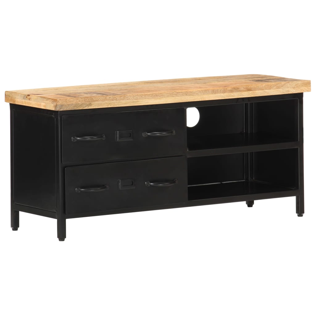 Meuble TV Design Bois et Noir en Manguier - 90 cm-Mon Meuble TV-10