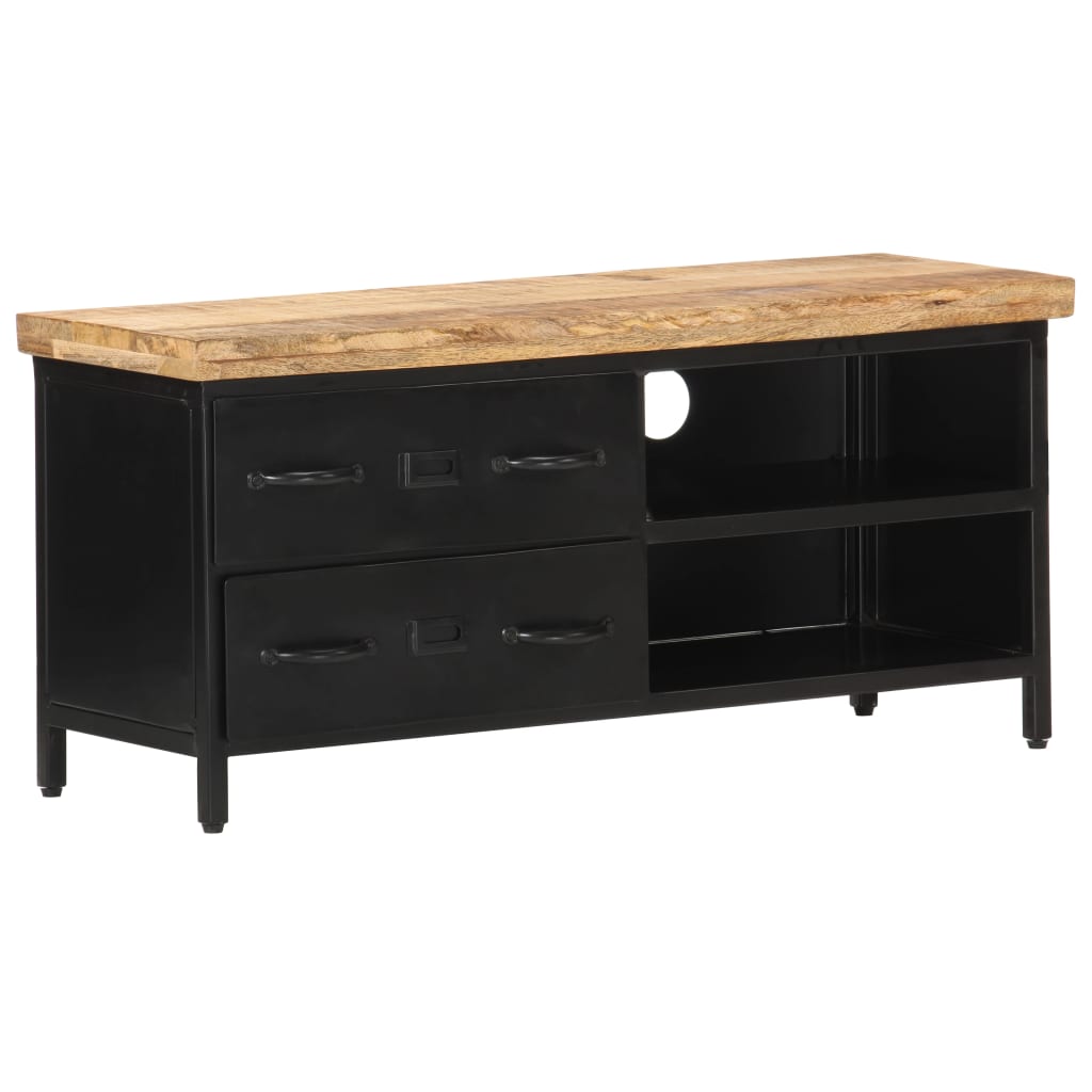 Meuble TV Design Bois et Noir en Manguier - 90 cm-Mon Meuble TV-11