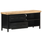 Meuble TV Design Bois et Noir en Manguier - 90 cm-Mon Meuble TV-2