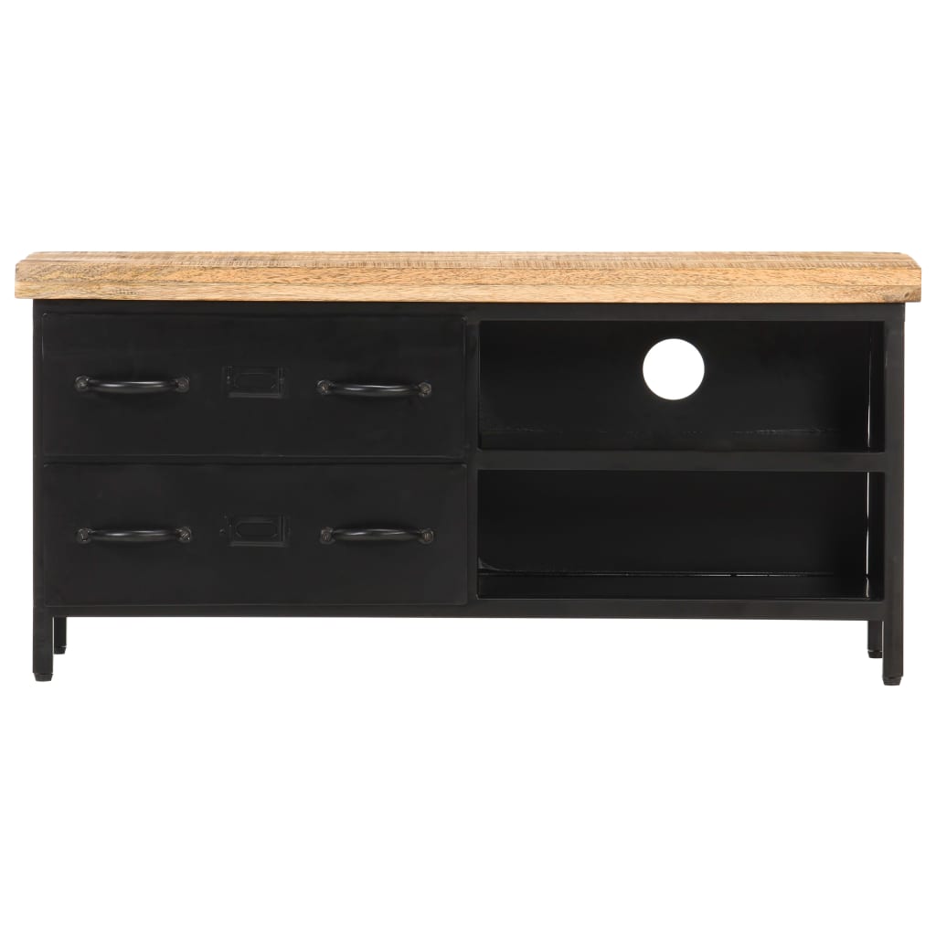 Meuble TV Design Bois et Noir en Manguier - 90 cm-Mon Meuble TV-3
