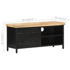 Meuble TV Design Bois et Noir en Manguier - 90 cm-Mon Meuble TV-8