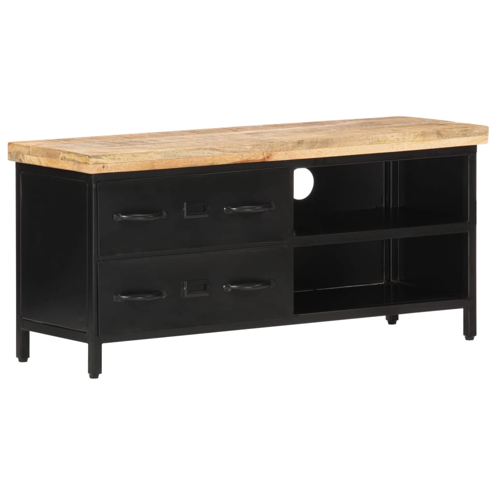 Meuble TV Design Bois et Noir en Manguier - 90 cm-Mon Meuble TV-9