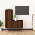 Meuble TV Design Bois Foncé Effet Chêne - 2 Pièces-Mon Meuble TV-Chêne marron-2-1