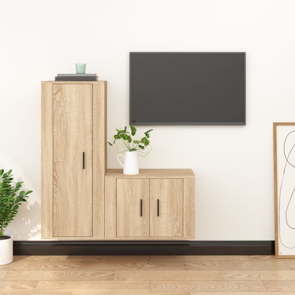 Meuble TV Design Bois Foncé Effet Chêne - 2 Pièces-Mon Meuble TV-Chêne sonoma-2-10
