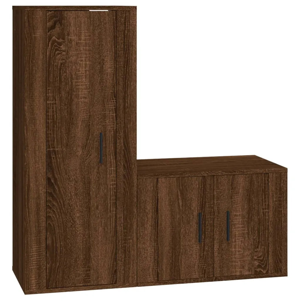 Meuble TV Design Bois Foncé Effet Chêne - 2 Pièces-Mon Meuble TV-Chêne sonoma-2-2