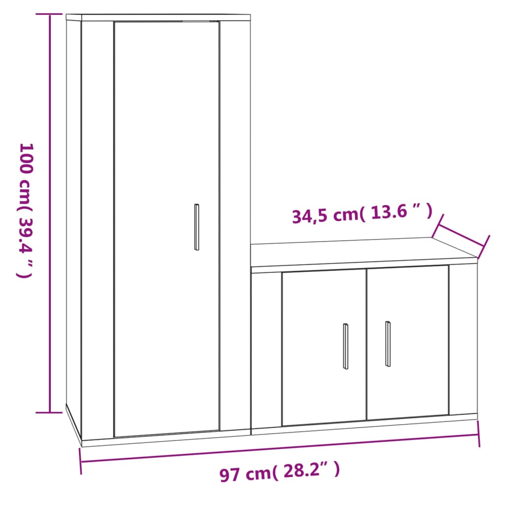 Meuble TV Design Bois Foncé Effet Chêne - 2 Pièces-Mon Meuble TV-Chêne sonoma-2-7