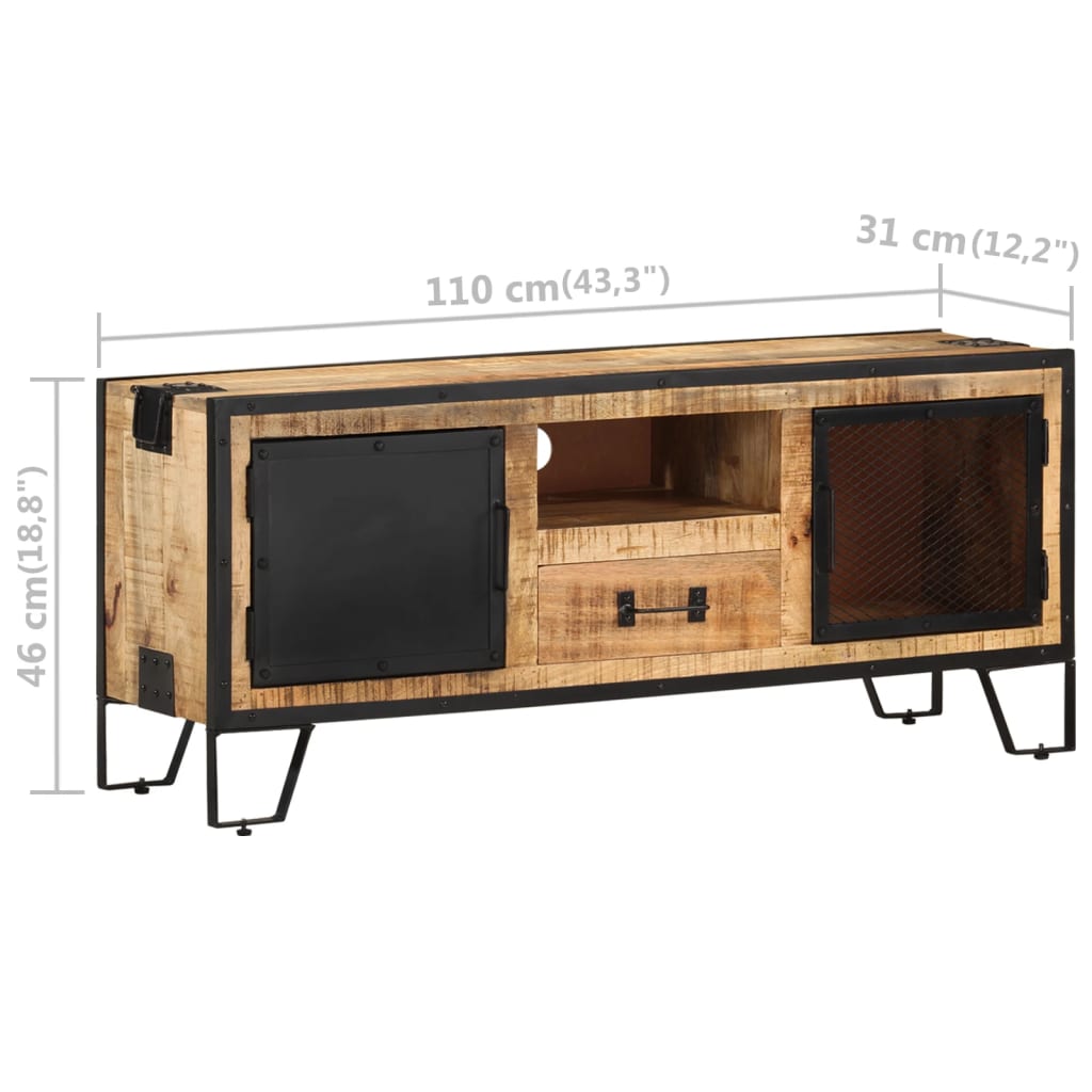 Meuble TV Design Bois Massif en Manguier - 110 cm-Mon Meuble TV-10