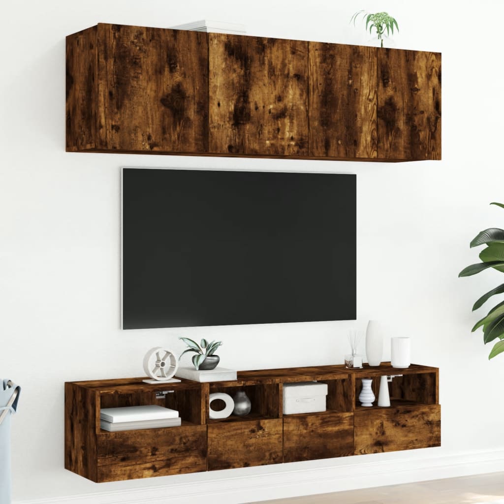 Meuble TV Design Brun Effet Chêne Fumé - 5 Pièces-Mon Meuble TV-Chêne sonoma-1-3