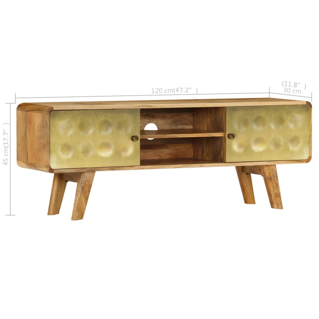 Meuble TV Design Contemporain en Manguier Massif - 120 cm-Mon Meuble TV-6