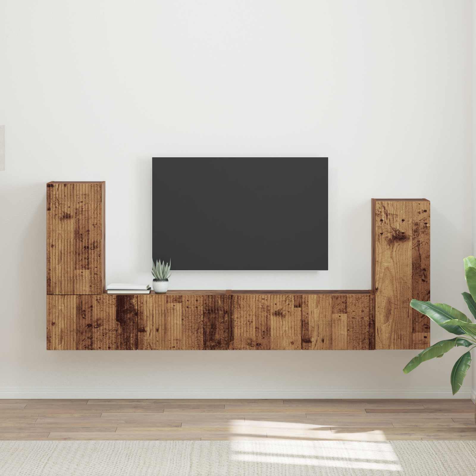 Meuble TV Design Effet Chêne Artisanal - 4 Pièces-Mon Meuble TV-Bois ancien-19