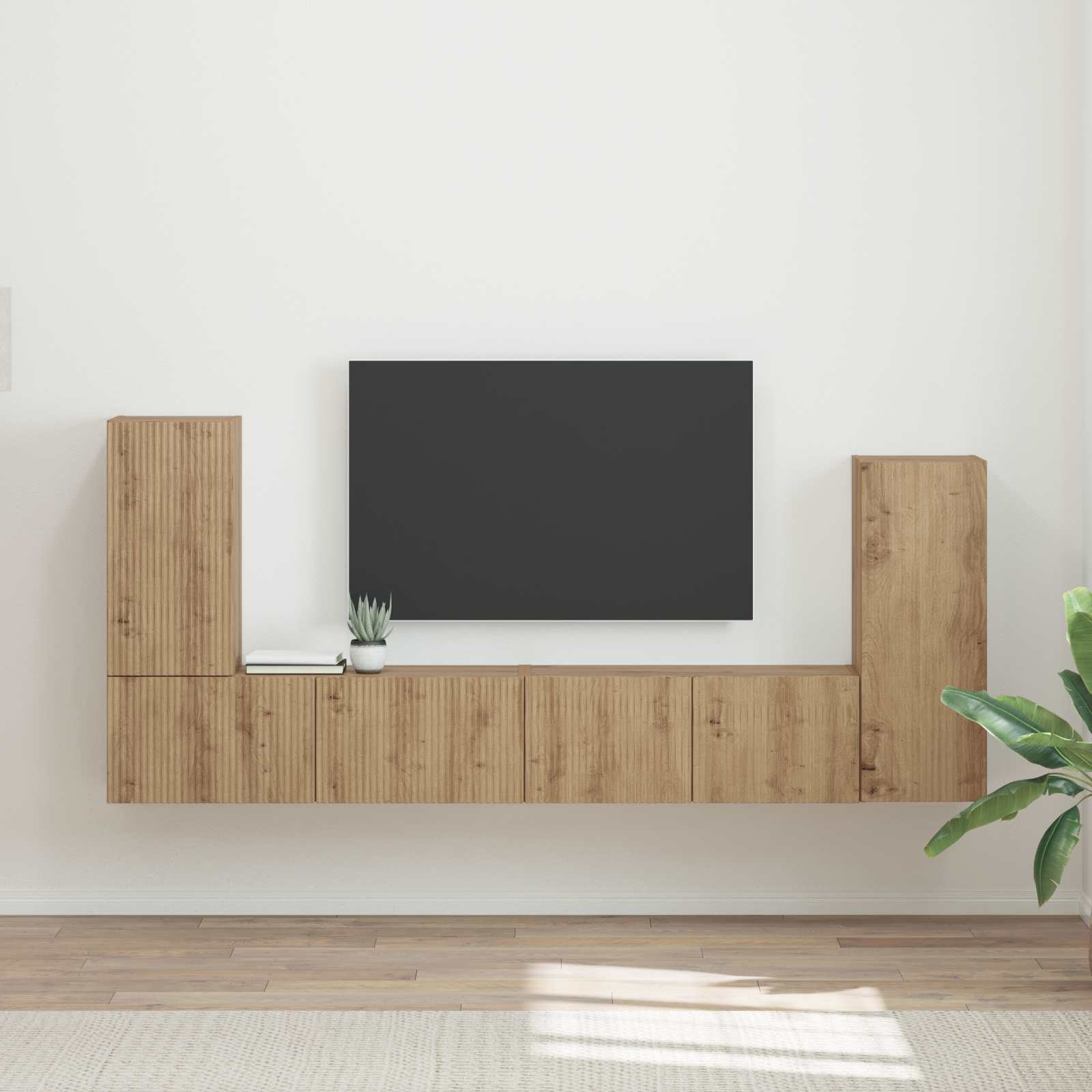 Meuble TV Design Effet Chêne Artisanal - 4 Pièces-Mon Meuble TV-chêne artisanal-2