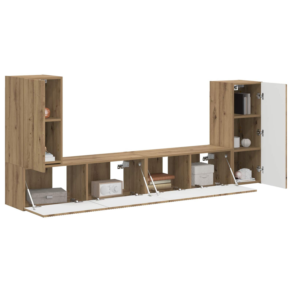 Meuble TV Design Effet Chêne Artisanal - 4 Pièces-Mon Meuble TV-chêne artisanal-3