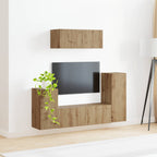 Meuble TV Design Effet Chêne Artisanal - 4 Pièces-Mon Meuble TV-chêne artisanal-4