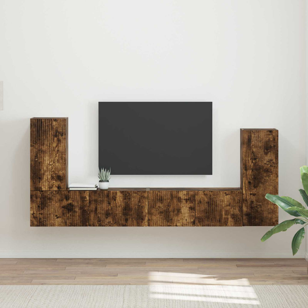 Meuble TV Design Effet Chêne Artisanal - 4 Pièces-Mon Meuble TV-Chêne fumé-18