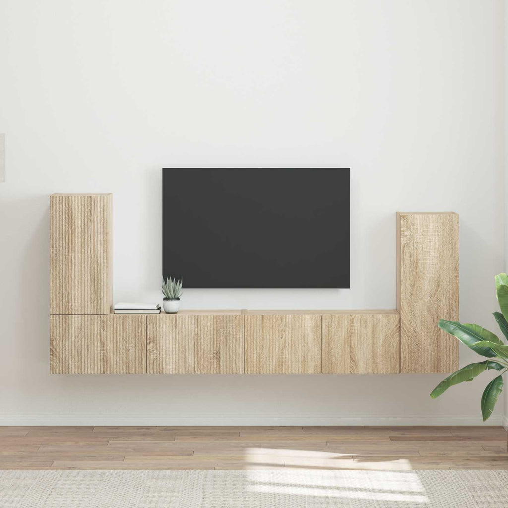 Meuble TV Design Effet Chêne Artisanal - 4 Pièces-Mon Meuble TV-Chêne sonoma-15