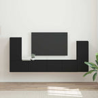 Meuble TV Design Effet Chêne Artisanal - 4 Pièces-Mon Meuble TV-Noir-14
