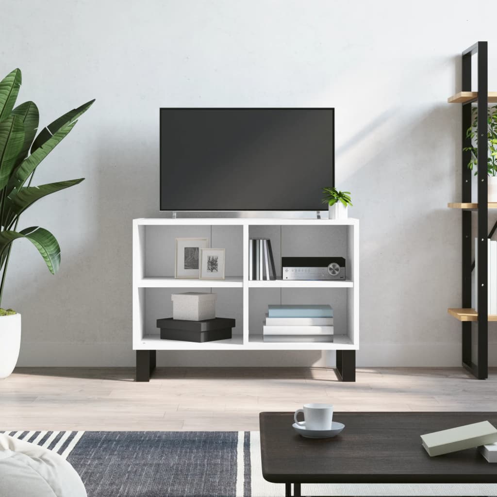 Meuble TV Design Effet Sonoma Gris et Métal - 70 cm-Mon Meuble TV-Blanc-12