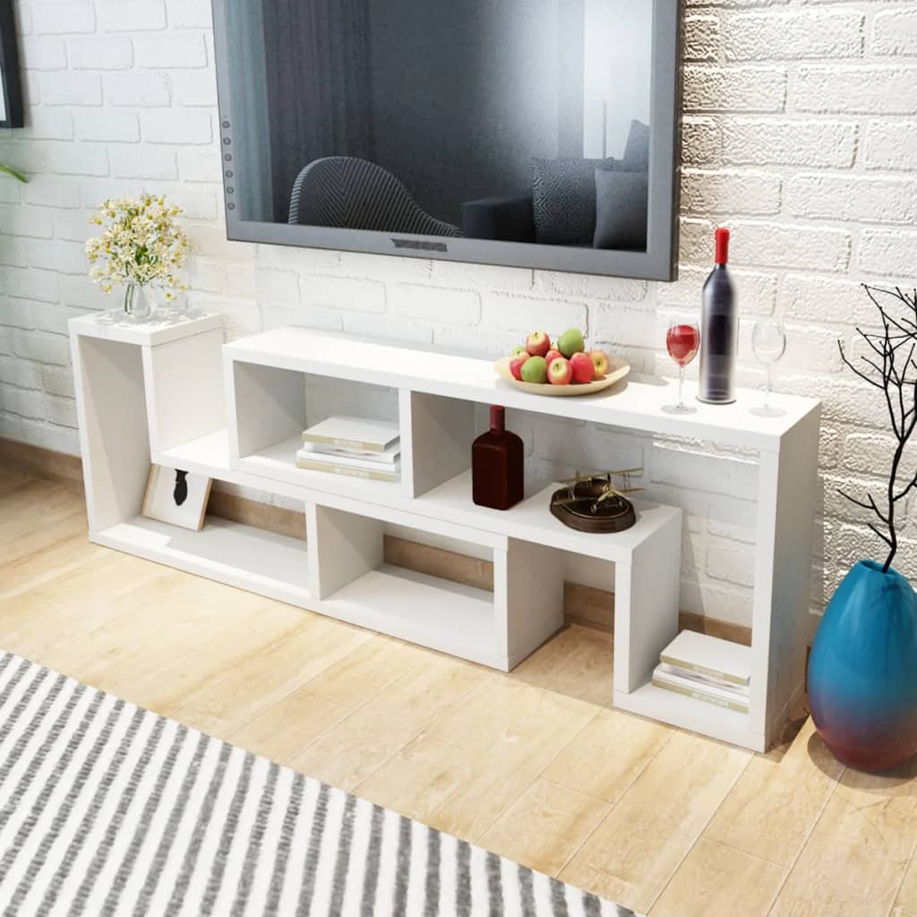 Meuble TV Design en Bois Blanc - 120 cm-Mon Meuble TV-Blanc-2