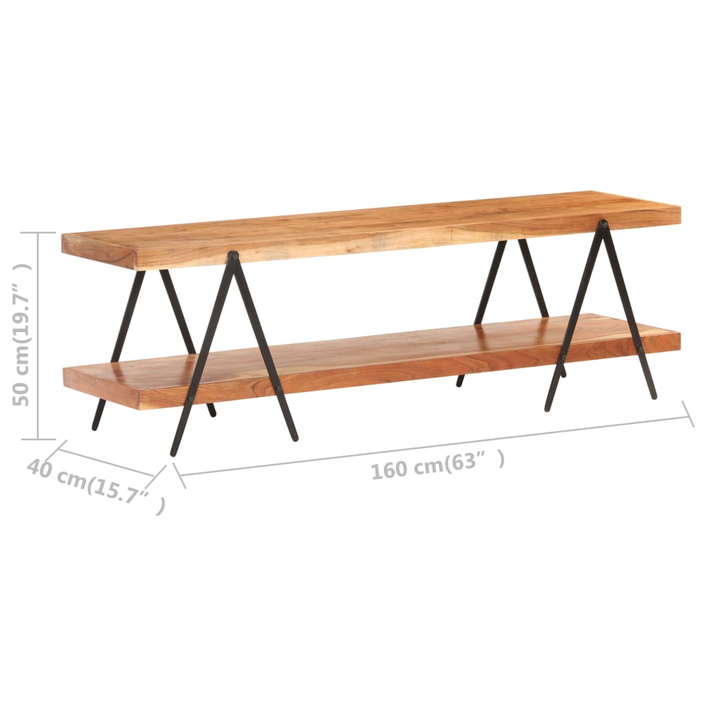 Meuble TV Design en Bois d'Acacia et Métal - 160 cm-Mon Meuble TV-Bois d'acacia massif-5