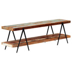 Meuble TV Design en Bois d'Acacia et Métal - 160 cm-Mon Meuble TV-Bois de récupération massif-11