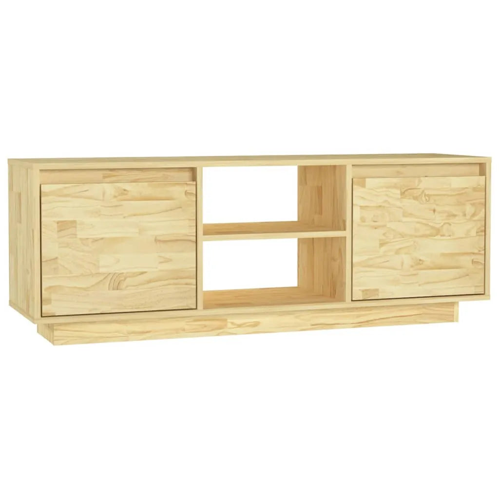 Meuble TV Design en Bois de Pin Massif - 110 cm-Mon Meuble TV-Naturel-1