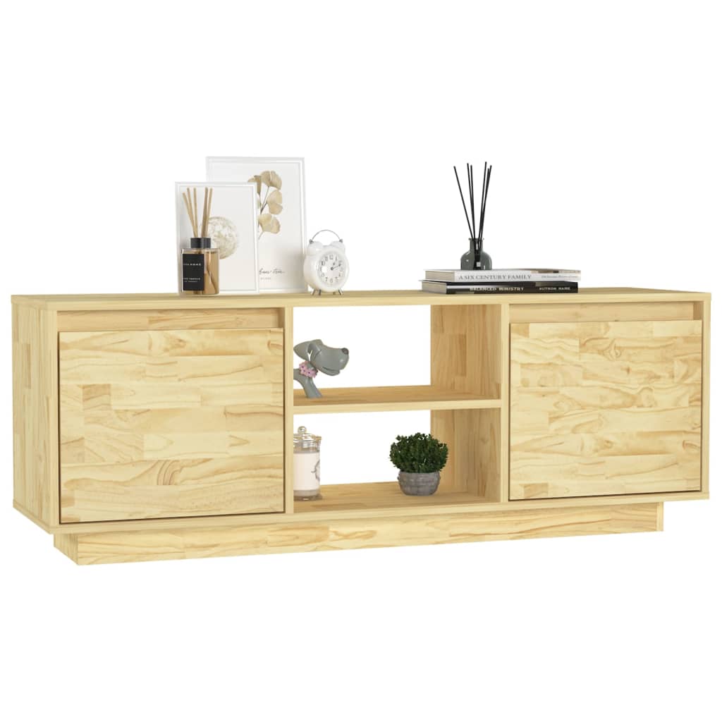 Meuble TV Design en Bois de Pin Massif - 110 cm-Mon Meuble TV-Naturel-4