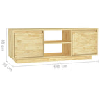 Meuble TV Design en Bois de Pin Massif - 110 cm-Mon Meuble TV-Naturel-9