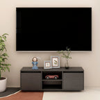 Meuble TV Design en Bois de Pin Massif - 110 cm-Mon Meuble TV-Gris-11
