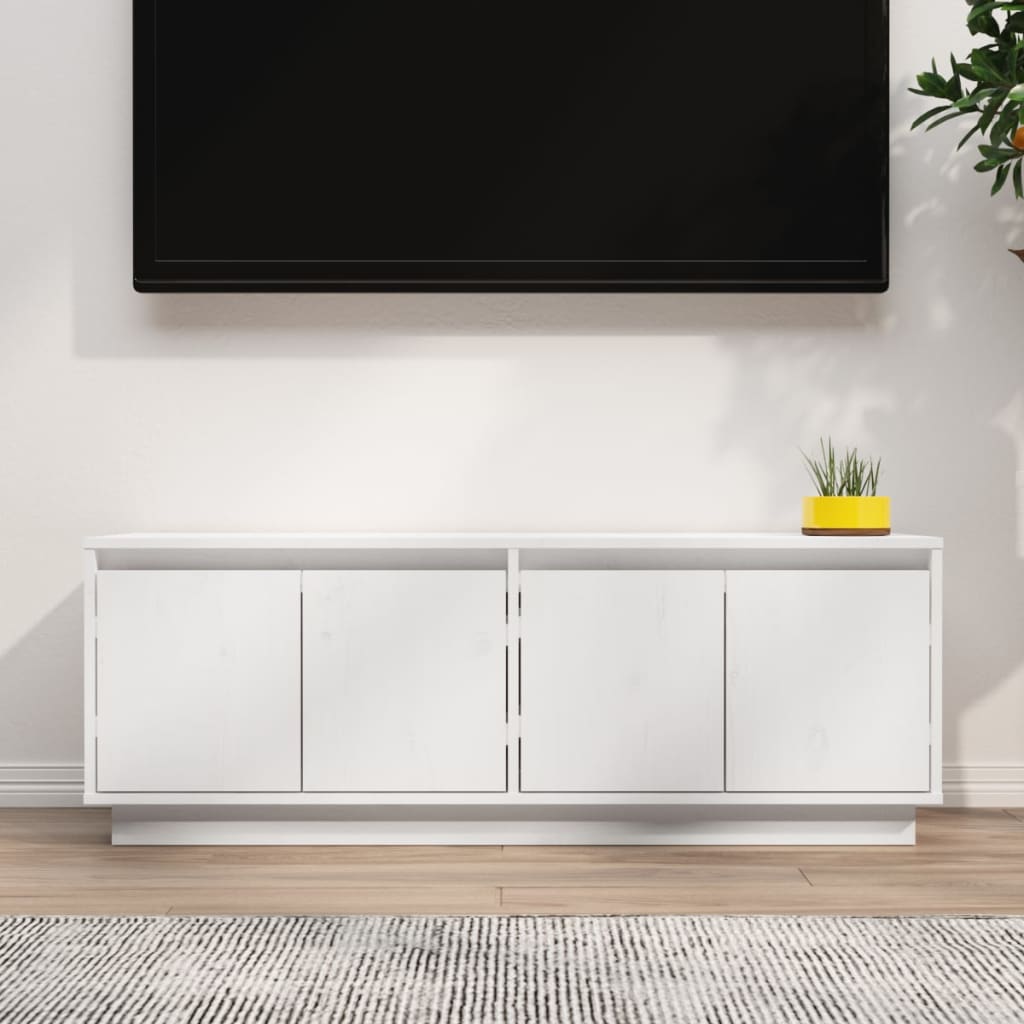 Meuble TV Design en Bois Massif - 110 cm-Mon Meuble TV-Blanc-1-10