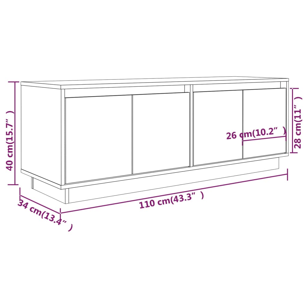 Meuble TV Design en Bois Massif - 110 cm-Mon Meuble TV-Blanc-1-9
