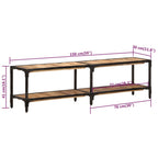 Meuble TV Design en Manguier et Métal - 150 cm-Mon Meuble TV-150 cm-bois de manguier massif-1-7