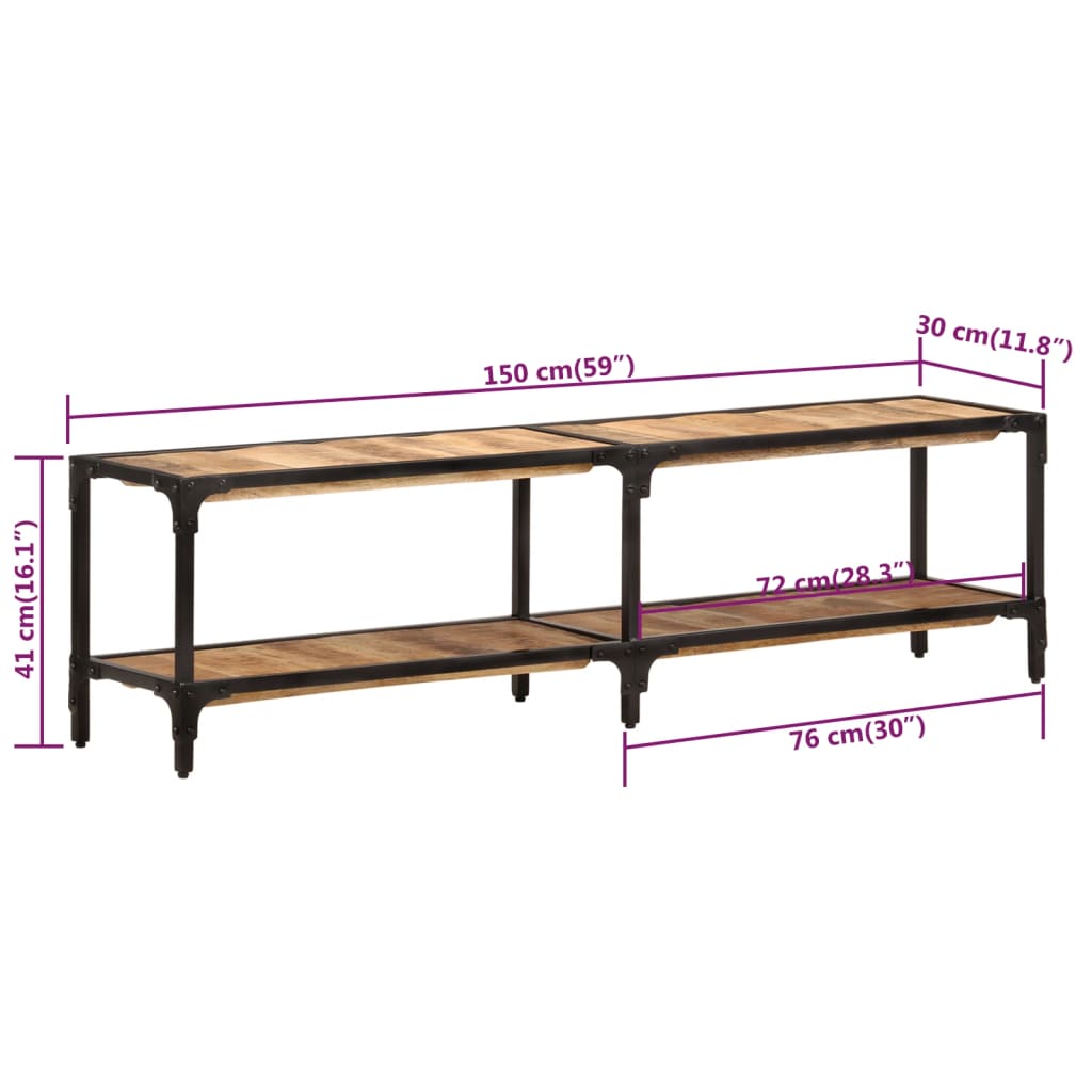 Meuble TV Design en Manguier et Métal - 150 cm-Mon Meuble TV-150 cm-bois de manguier massif-1-7