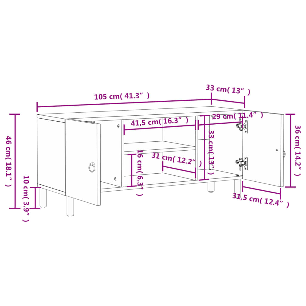 Meuble TV Design en Manguier Massif - 105 cm-Mon Meuble TV-12