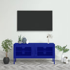 Meuble TV Design en Métal Jaune Moutarde - 105 cm-Mon Meuble TV-Bleu marine-1-12