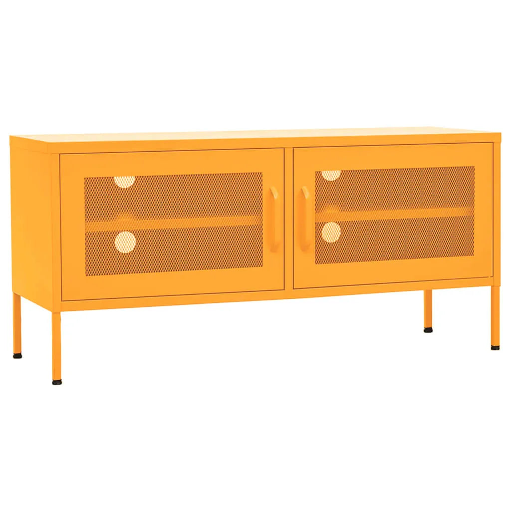 Meuble TV Design en Métal Jaune Moutarde - 105 cm-Mon Meuble TV-jaune moutarde-1-2