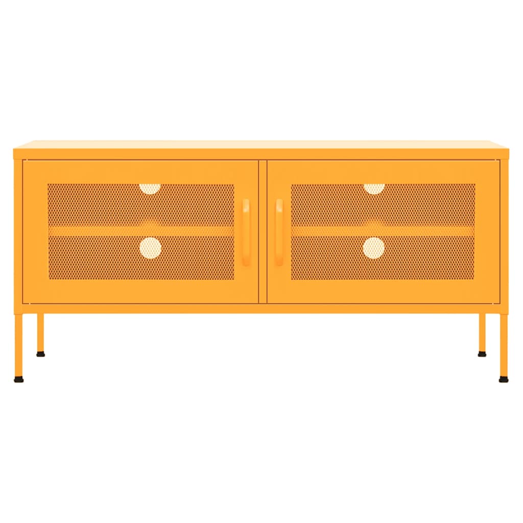 Meuble TV Design en Métal Jaune Moutarde - 105 cm-Mon Meuble TV-jaune moutarde-1-3