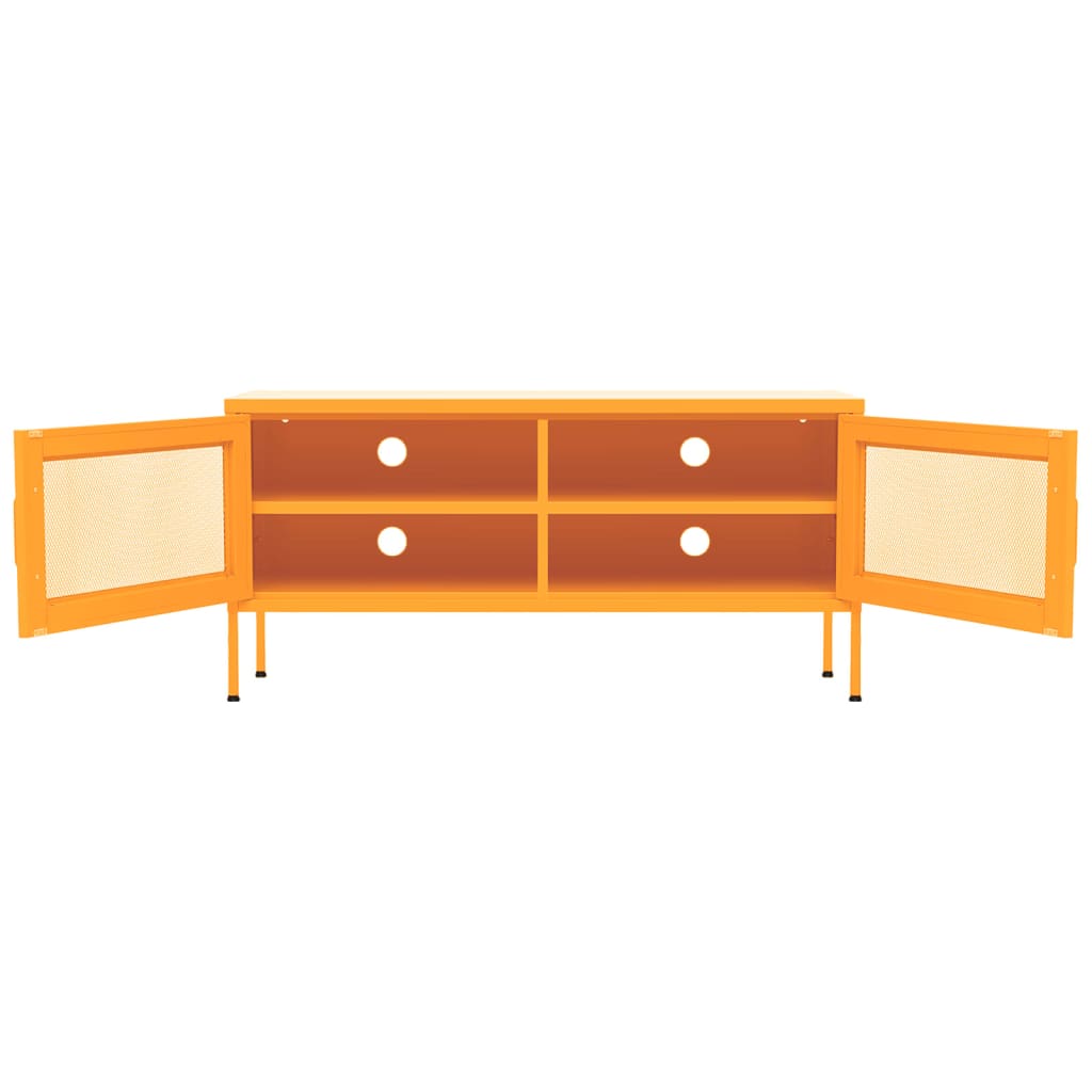 Meuble TV Design en Métal Jaune Moutarde - 105 cm-Mon Meuble TV-jaune moutarde-1-6