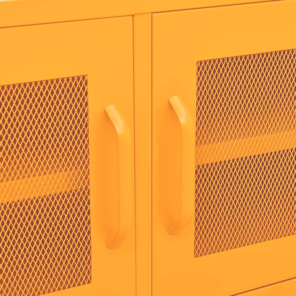 Meuble TV Design en Métal Jaune Moutarde - 105 cm-Mon Meuble TV-jaune moutarde-1-8
