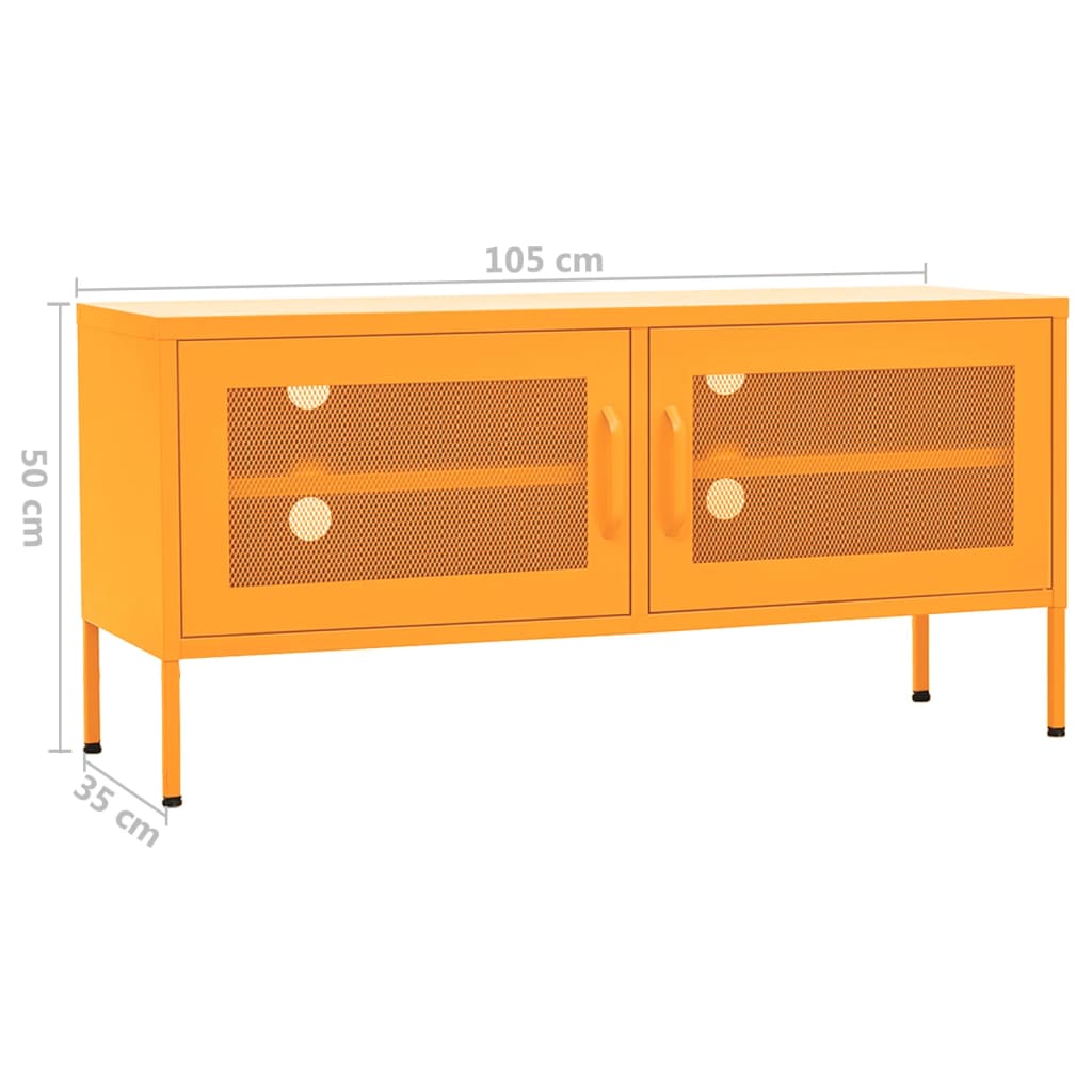 Meuble TV Design en Métal Jaune Moutarde - 105 cm-Mon Meuble TV-jaune moutarde-1-9