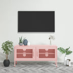 Meuble TV Design en Métal Jaune Moutarde - 105 cm-Mon Meuble TV-Rose-1-14